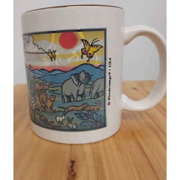 Noah's Ark WonderMug Heat Changing Coffee Mug ferret lions zebra rainbow bunnies - Picture 10 of 11